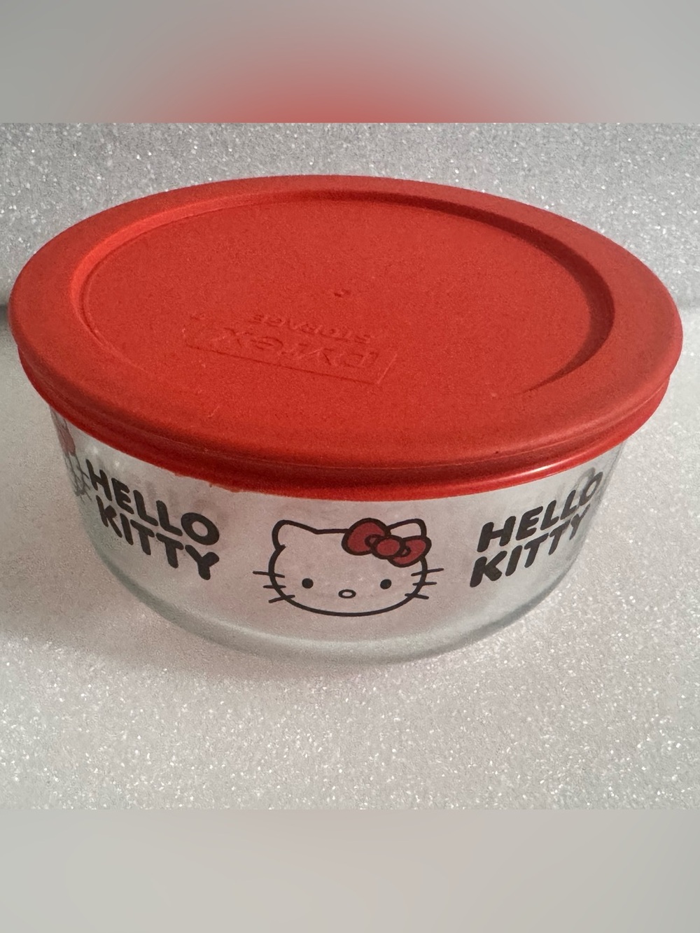 PINK Victoria's Secret Hello Kitty Glass Food Storage Container with Red Lid